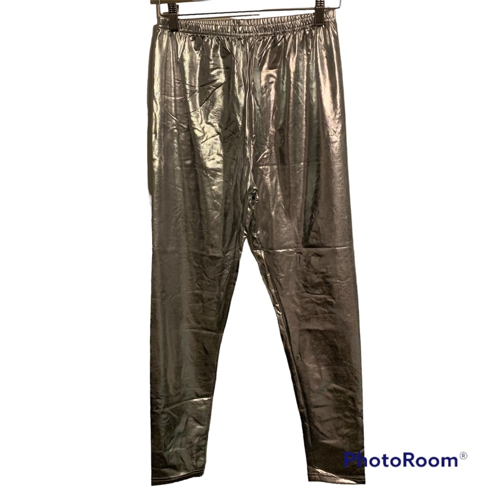 Amscan silver high rise stretch leggings small/medium costume Halloween dress up